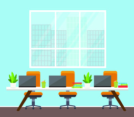 Office interiors vector illustration 