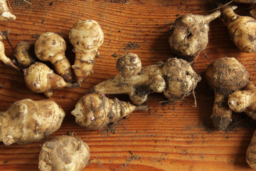 Topinambur Knollen Tisch Ernte