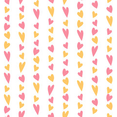 Fototapeta na wymiar Abstract heart seamless pattern background. Pretty hearts isolated on white for card, invitation, album, sketch book, scrapbook, holiday wrapping paper, textile fabric, garment etc