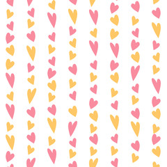 Abstract heart seamless pattern background. Pretty hearts isolated on white for card, invitation, album, sketch book, scrapbook, holiday wrapping paper, textile fabric, garment etc