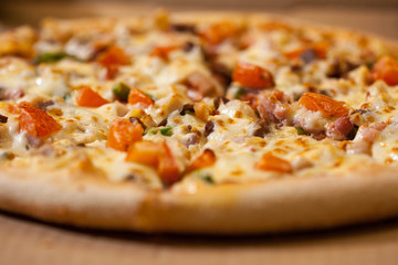 Fresh baked  pizza, shallow depth of field