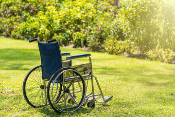 Empty wheelchair in the garden.thailand.