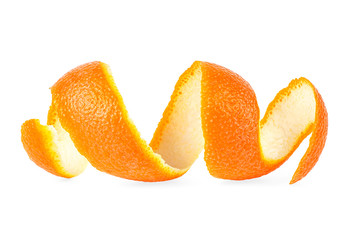 Orange peel against white background