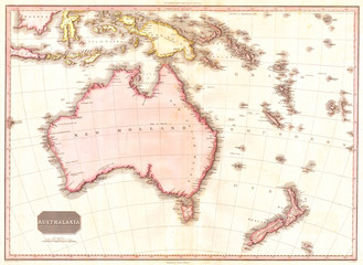 1818, Pinkerton Map of Australia and New Zealand, John Pinkerton, 1758 – 1826, Scottish antiquarian, cartographer, UK