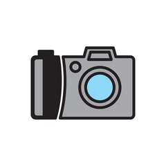 Camera color outline icon on white background for graphic and web design, Modern simple vector sign. Internet concept. Trendy symbol for website design web button or mobile app