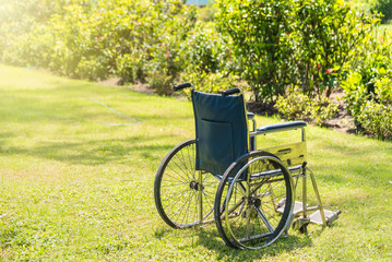 Empty wheelchair in the garden.thailand.