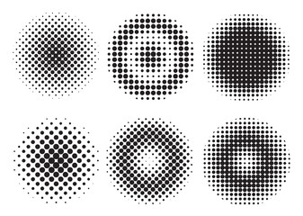 Halftone round design elements