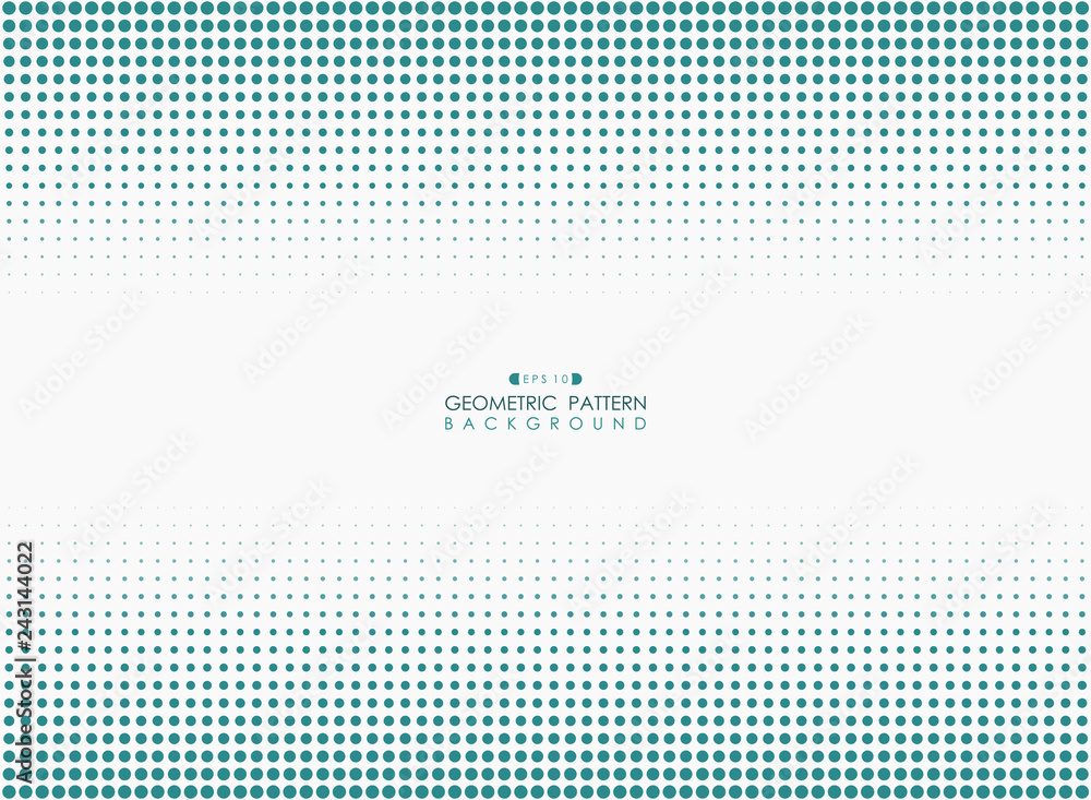 Poster abstract of blue dot pattern background with space center.