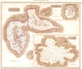 1815, Thomson Map of Guadaloupe, Antigua, Marie Galante, West Indies , John Thomson, 1777 - 1840, was a Scottish cartographer from Edinburgh, UK