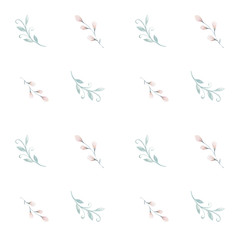 Seamless pattern with watercolor floral and flowers elements.