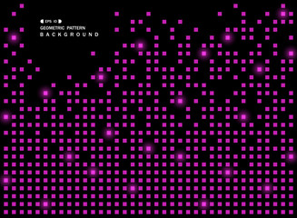 Abstract of shiny purple square geometric pattern on black background, vector eps10