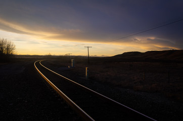 Railway Heading West to the Mountains