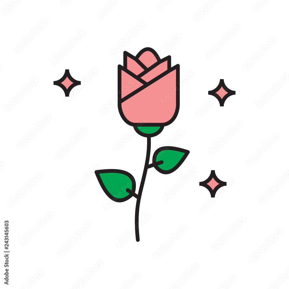 Poster valentines day flower icon on white background for graphic and web design, modern simple vector sign
