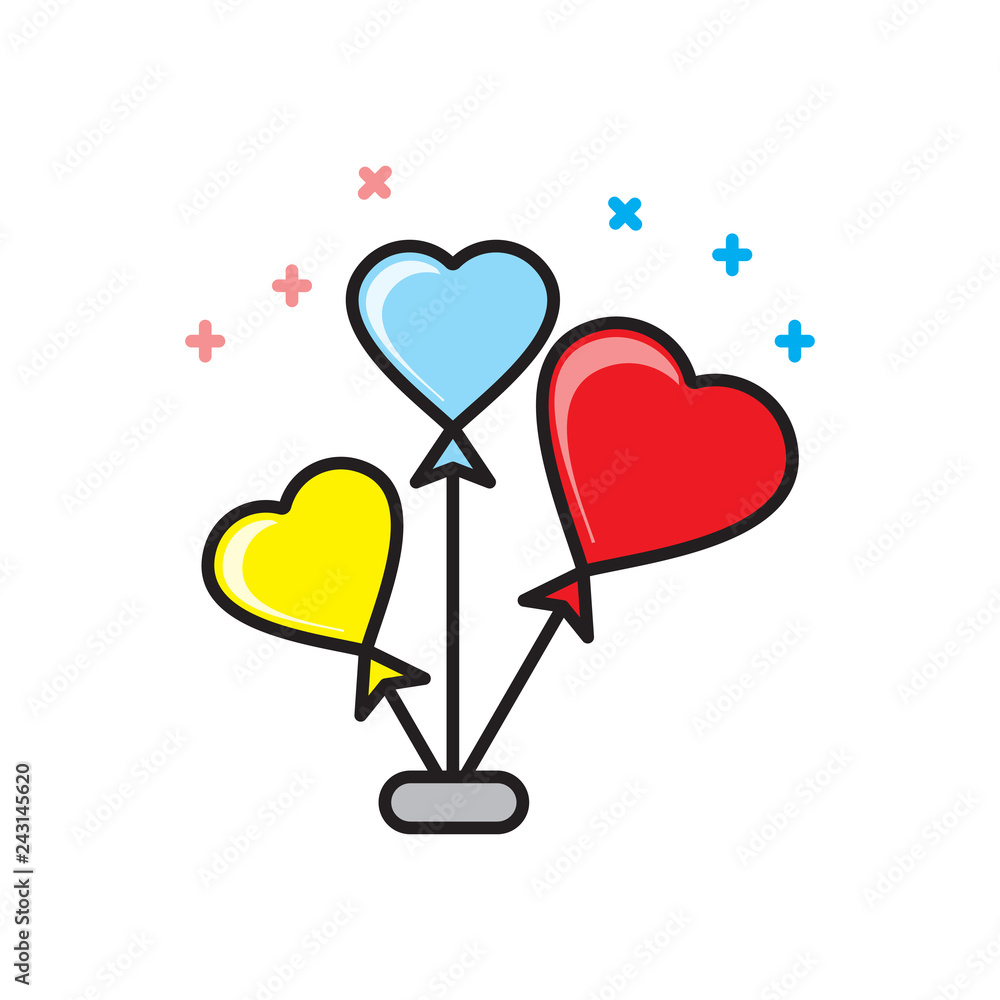 Poster valentines day ballons icon on white background for graphic and web design, modern simple vector sig