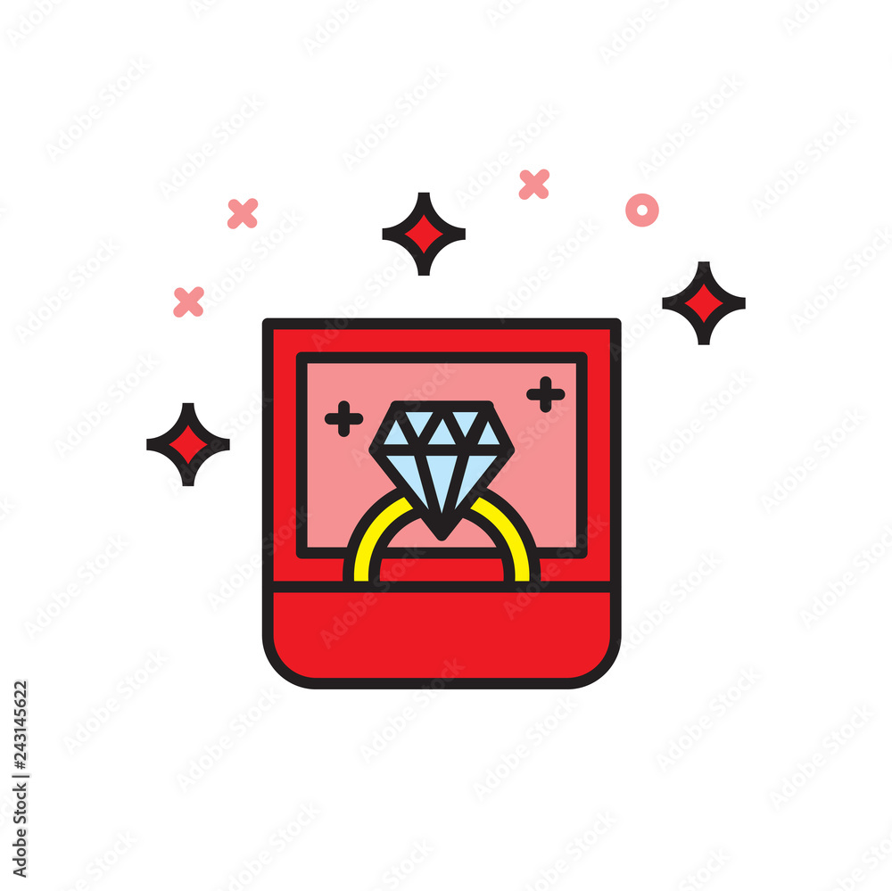 Poster valentines day ring icon on white background for graphic and web design, modern simple vector sign. 