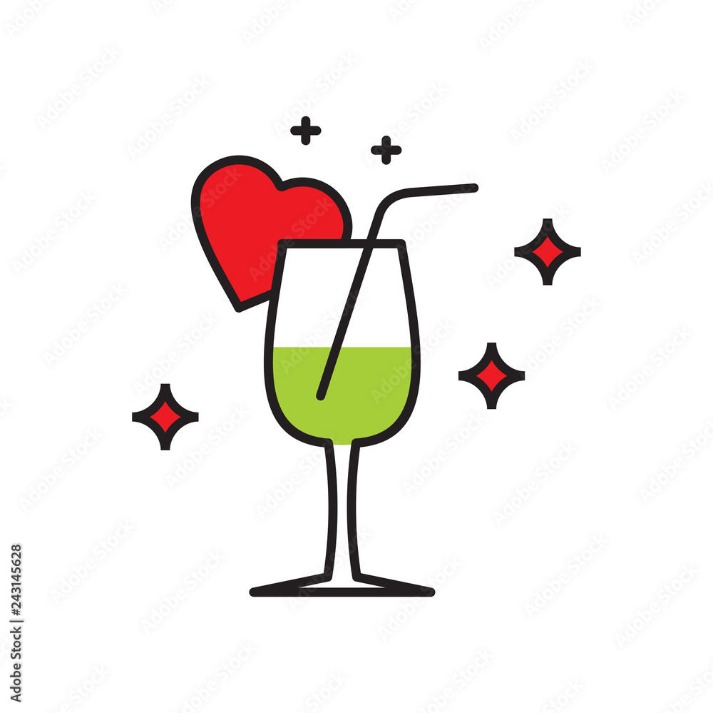 Poster valentines drink icon on white background for graphic and web design, modern simple vector sign. int