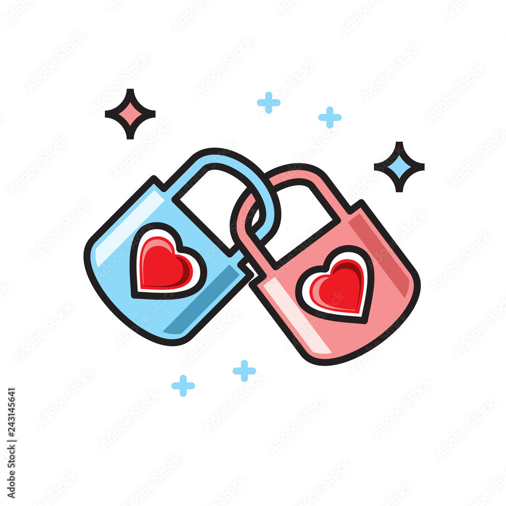 Poster valentines day love lock icon on white background for graphic and web design, modern simple vector s