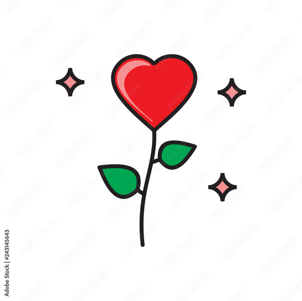 Poster valentines day flower icon on white background for graphic and web design, modern simple vector sign