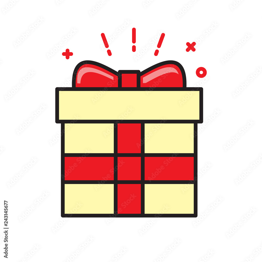 Poster valentines day gift icon on white background for graphic and web design, modern simple vector sign. 