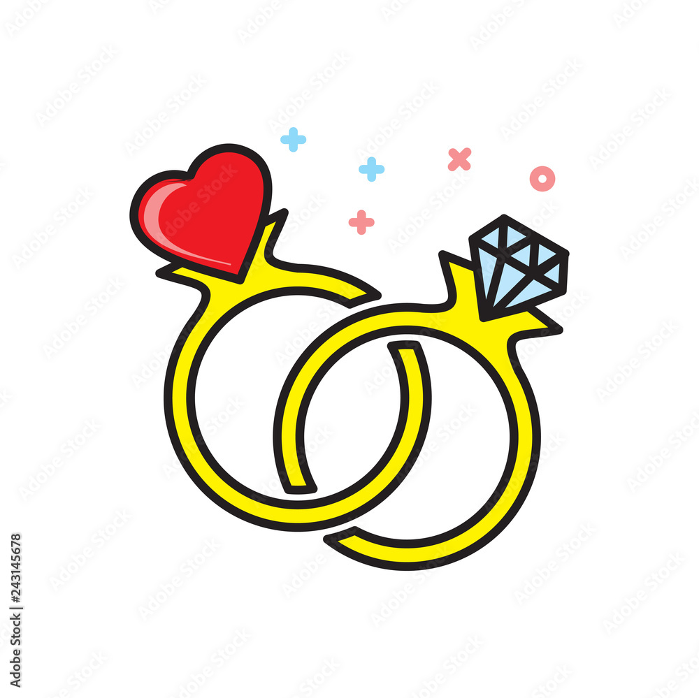 Poster valentines day ring icon on white background for graphic and web design, modern simple vector sign. 