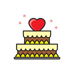 Valentines cake icon on white background for graphic and web design, Modern simple vector sign. Internet concept. Trendy symbol for website design web button or mobile
