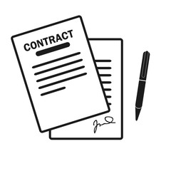 The contract icon. Agreement and signature, pact, accord, convention symbol. Flat Vector illustration