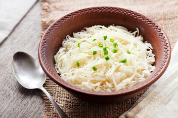 Sauerkraut in rustic bowl