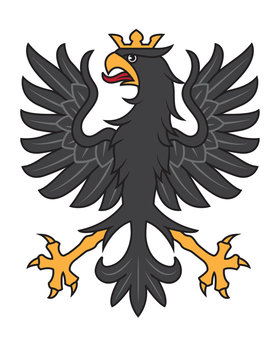 Heraldic black eagle with crown. Vector illustration