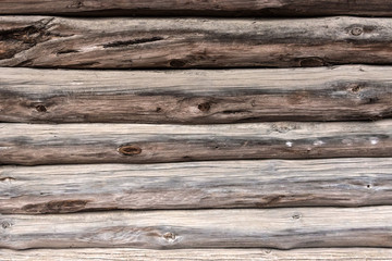Old wooden wall background or texture of logs.