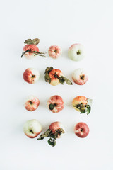 Apples minimal composition on white background. Flat lay, top view.