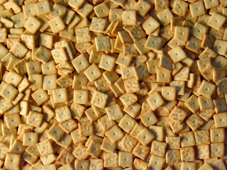 Cookies located on a flat surface occupies the entire area of the image.