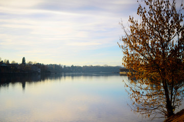 Sesto Calende. sunset on the river