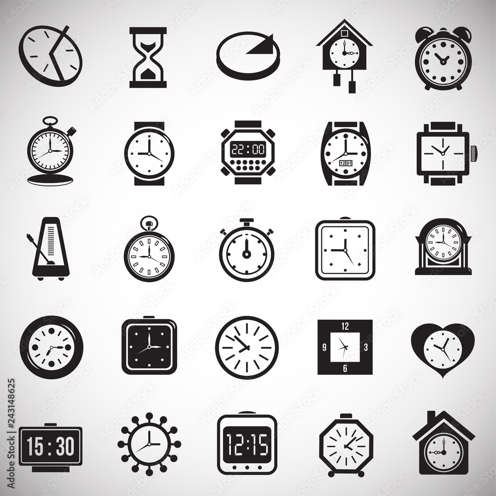Poster time icons set on white background for graphic and web design, modern simple vector sign. internet c