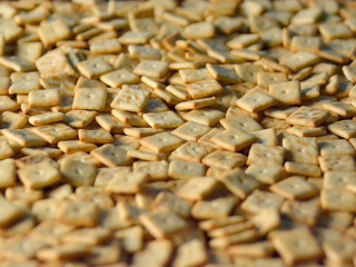 Cookies located on a flat surface occupies the entire area of the image.