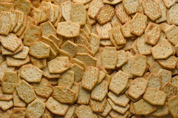 Cookies located on a flat surface occupies the entire area of the image