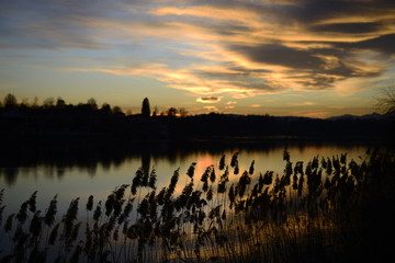 Sesto Calende. sunset on the river