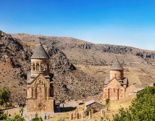 Fototapeta na wymiar The medieval monastery of Noravank in Armenia. Was founded in 1205. Top view