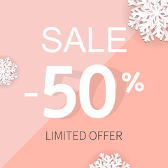Sale Poster With Percent And Snowflake