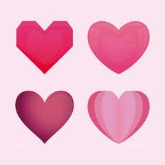 set of hearts and valentines day card