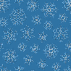 Seamless embroidery snowflakes background.