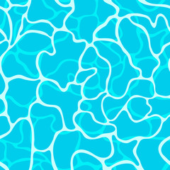Seamless vibrant blue water surface texture with sun reflections. Vector illustration. - 243151819