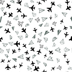 Plane aircraft, travel concept. Seamless vector EPS 10 pattern