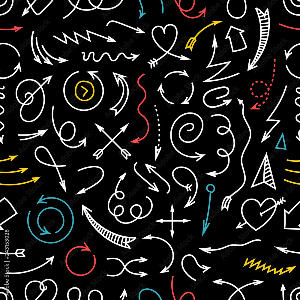 Poster different color simple arrows seamless background