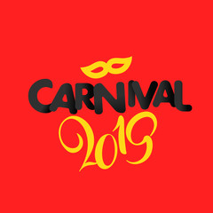 Carnival 2019 composition on red background. Retro style vector illustration
