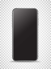 3d illustration of black smartphone with empty screen. Vector layered mockup for design