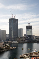Obraz premium 夕暮れの建設現場