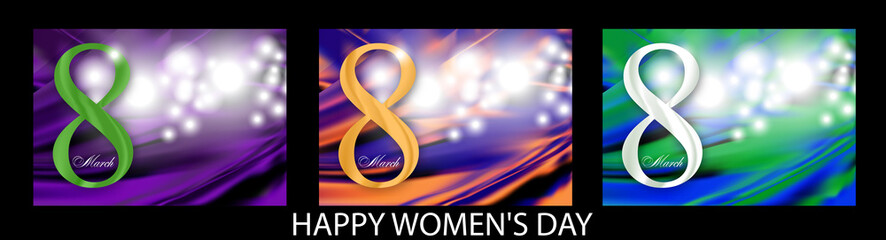 Set abstract background for Holiday March 8 International Women's Day with Digit eight. Vector illustration.
