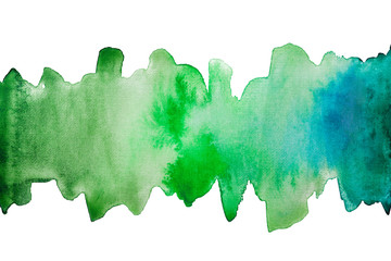 green abstract band. line drawn by hand watercolor texture.