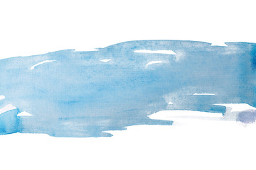 Fototapeta na wymiar blue abstract strip watercolor texture, hand drawn painting,