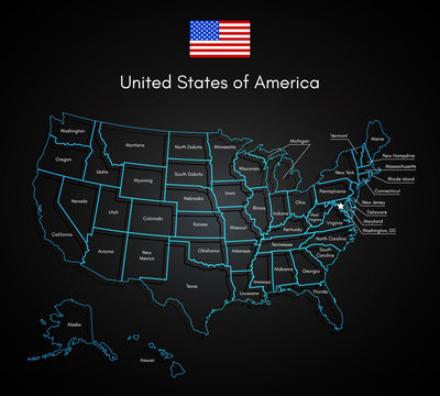 United States Of America Map Technology USA Vector